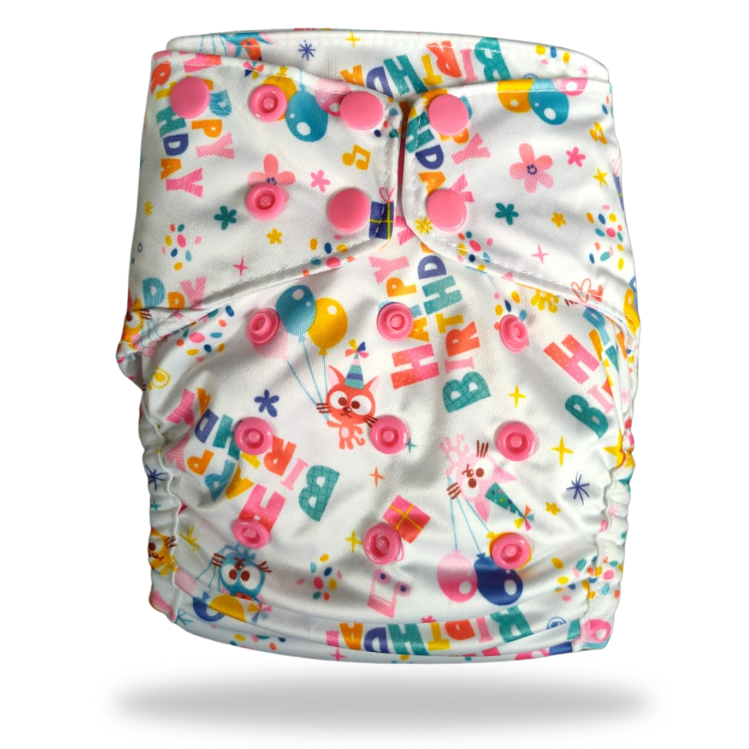 Diaper Cover -Birthday Bums (with Organic Cotton insert)